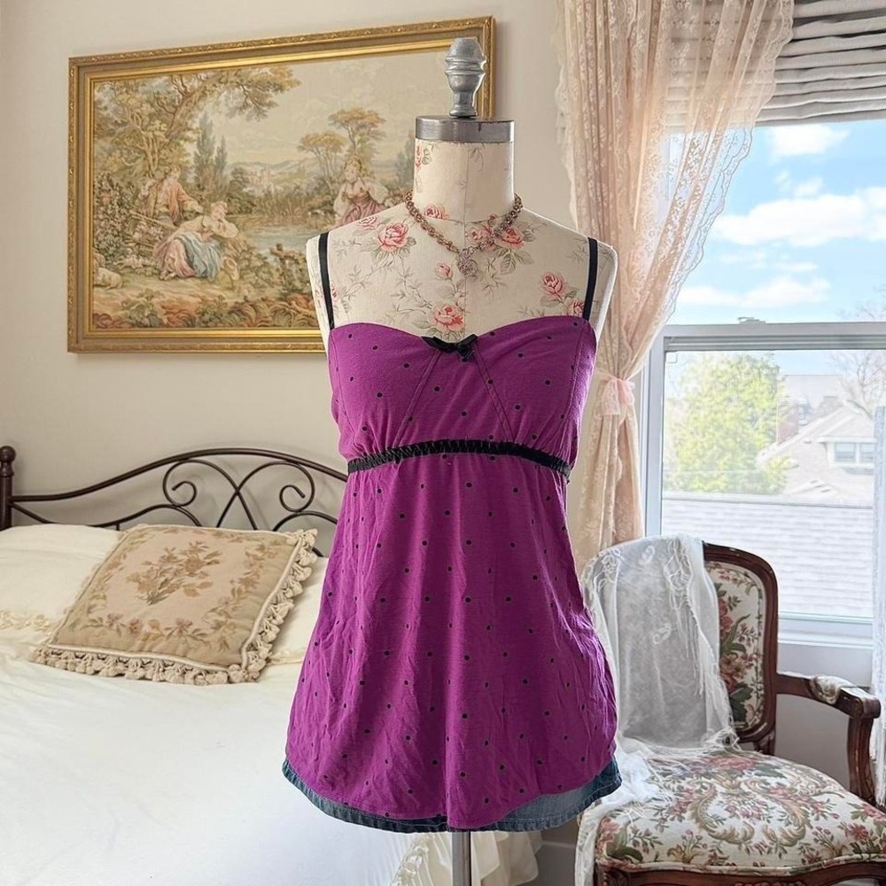 Y2K Joe Boxer purple polka dot cami top size xl
